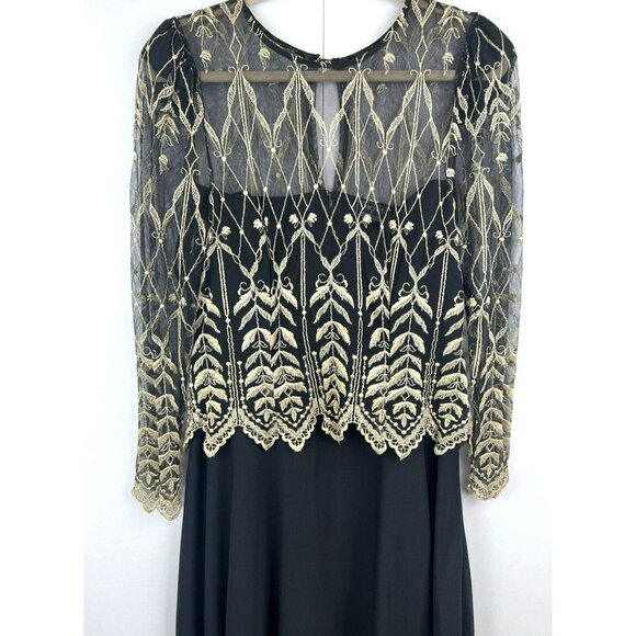 Vintage Cachet by Bari Protas Women Long Sleeve Dress Size 11/12 Lace Mesh Sheer - Picture 2 of 12